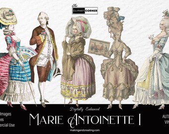 Marie Antoinette Rokoko Mode Clip Art Transparenter Hintergrund Antik Alt Digital Sublimation Bilder Illustrationen Grafiken PNG 300 DPI