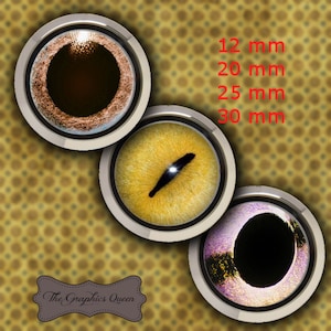12 mm, 20mm, 30 mm, 1 inch Animal Eyes Digital Eyes II 1 inch Digital Collage Sheet Instant Download Images for Jewelry Scrapbooking Journal