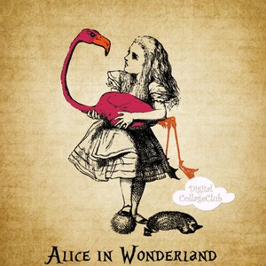 Alice in Wonderland Clipart Clip Art Digital Images for Scrapbooking, Iron on Transfer Scrapbooking CArdmaking Journaling Journalling Penpal
