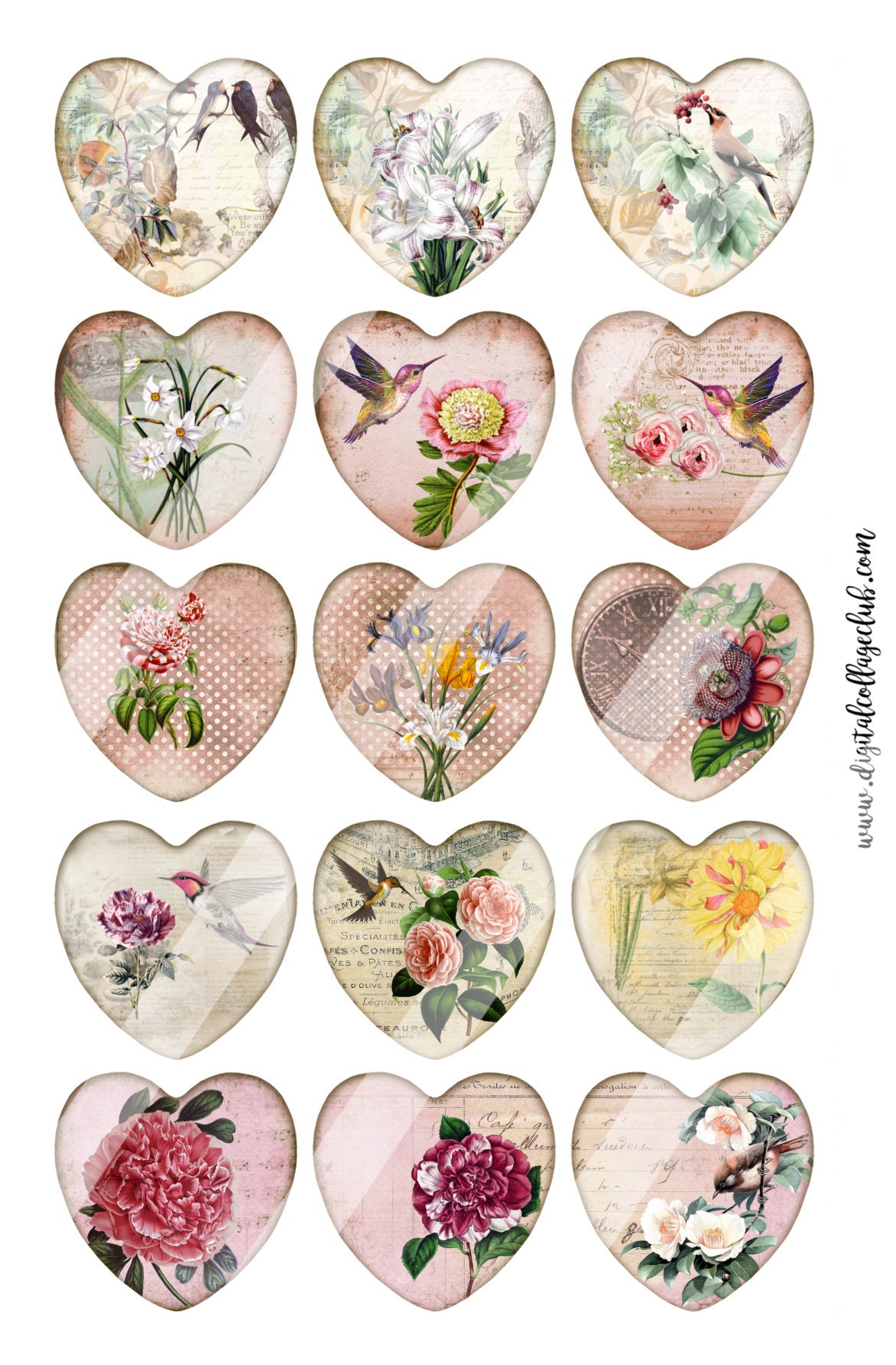 Shabby Chic Hearts Labels Tags Digital Collage Sheets Love Heart Clipart  Instant Digital Download Heart Necklace Supplies Scrapbooking Paper 