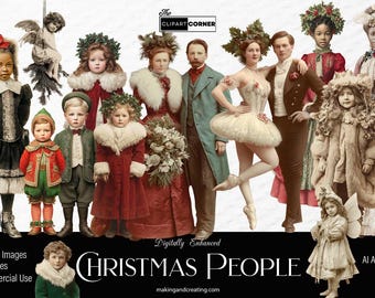 Navidad, personas, niños, parejas, mujeres, clipart, muñecas de papel, retratos victorianos, PNG, vintage, mujeres, parejas, niños, diario basura, efímeras