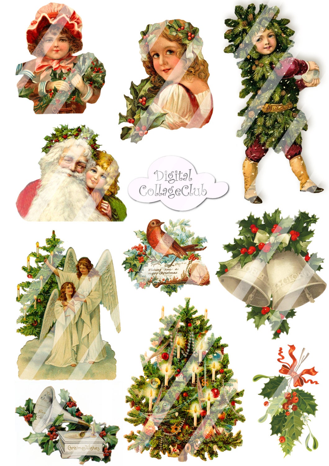 Vintage Christmas Clipart Clip Art Instant Download Digital - Etsy UK