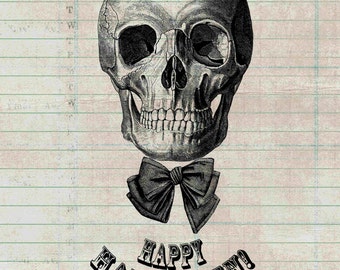 Happy Halloween Skull Clipart Clip Art Iron on Transfer fabric Transfer Digital Vintage Halloween Skull Images Halloween Art Scrapbooking