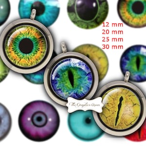 12 mm 20mm, 30 mm 1 inch Animal Eyes Digital Eyes 1DC Digital Collage Sheet Circle Instant Download Round Printable Images Journaling Penpal