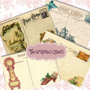 DOWNLOAD IMMEDIATO 4 Cartoline Vintage Scrapbooking, Abbellimento. Foglio collage vintage digitale. Rifornimenti di scarto del diario spazzatura stampabile retrò