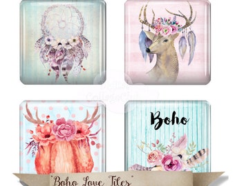 Boho Liebe Fliesen 1 x 1 Zoll Digital Collage Sheet Quadrat Bilder für Schmuck Schmuckherstellung Kartenherstellung Scrapbooking Journaling