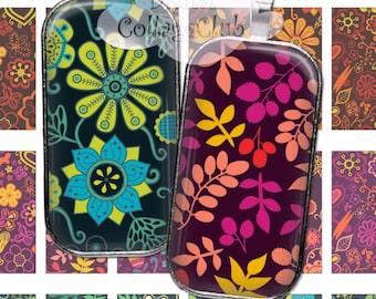 Flower Power 1 x 2 digitaal collageblad Digitale afbeeldingen voor hangers, sieraden maken rechthoek Domino-afbeeldingen Instant Download Journling ATC