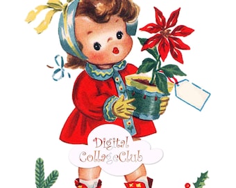 Christmas Clip Art Clipart Vintage Christmas Large Image for Transfer Iron On Transfer, Fabric Image Transfer Scrapbooking Journaling Penpal