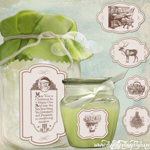 Shabby Chic Vintage Christmas Label Labels Tags Embellishment Cards Digital Collage Intant Download Scrapbooking Paper Craft Supplies