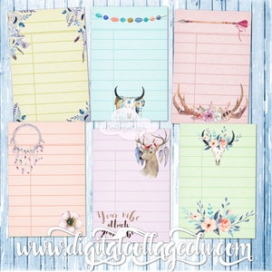 Boho Vibes Digital Collage Sheet Images for Scrapbooking Scrapbook Library Cards Cardmaking Cards Journaling Paper Craft