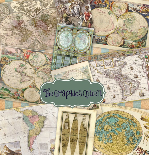 Craft Hobby Antique Vintage World Maps A4 Sheet Premium Paper for Decoupage