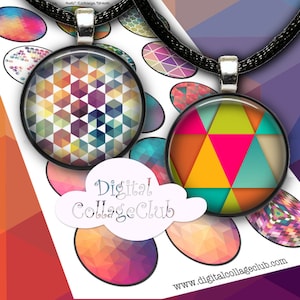 Retro Shapes Bottle Cap Bottlecap 1 Ich Circle Round Images for Jewelry, Scrapbooking, Card Making. Digital Instant Download