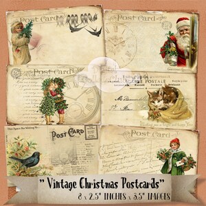 Vintage Christmas Digital Postcards Images for Scrapbooking Cardmaking Decoupage Paper Crafts Journaling Journal Cards ATC