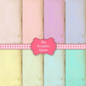 Vintage Polka Dot 8 x Digital Paper Vintage Background 5 x 7 Scrapbooking Paper Digital Download Graphics Collage Sheets JOurnaling Supplies