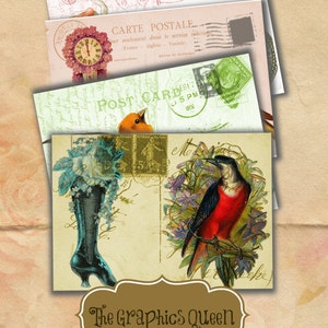 DESCARGA INSTANTE-Hoja de collage digital Shabby Chic French Ephemera Vintage Victorian Postales Imprimibles Scrapbooking Journaling Cardmaking