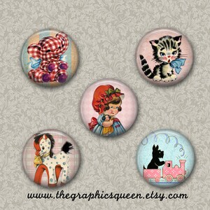 INSTANT DOWNLOAD 2.5 Inch Circles Baby Shower Digital Images Cupcake Toppers Vintage Collage Sheet Baby Shower Decor Journaling Scrapbooking