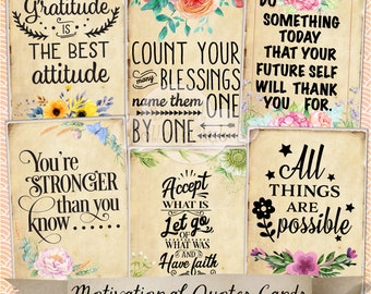 Inspirational Possitive Quotes Digital Cards Images Scrapbooking Cardmaking Journalling Junk Journaling Download Printable Snail Happy Mail