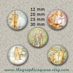 12 mm, 20mm, 30 mm, 25 mm 1 Zoll Peter Hase Ostern Digital Collage Blatt Flaschenverschluss Flaschenverschluss Runde Kreis Bilder Journaling Penpal ATC