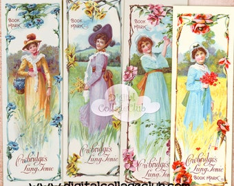 Vintage Victorian Ladies Women Digital Collage Sheet for Bookmarks, Tags, Cards, Decoupage Paper, Scrapbooking, Jewelry Making