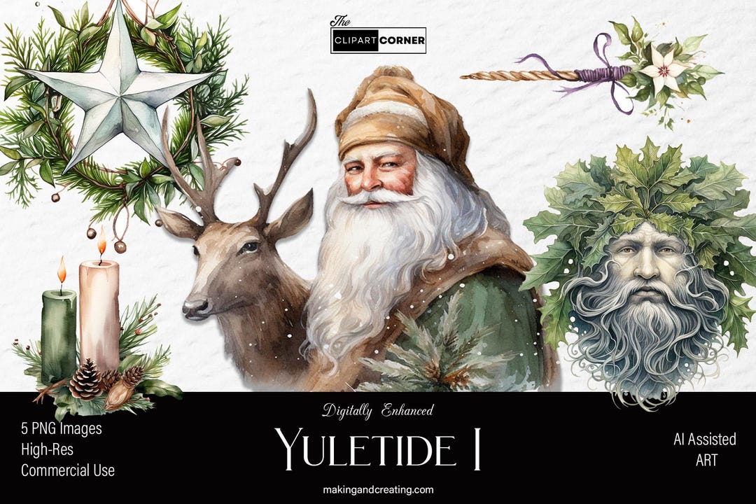 Yule Yuletide Christmas Green Man Clip Art Transparent Background ...