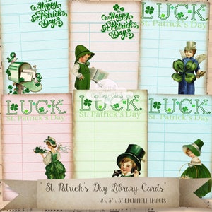 Vintage St Patricks Day Digital Collage Sheet Images for Scrapbooking Scrapbook Library Cards Cardmaking Cards Journaling Paper Craft