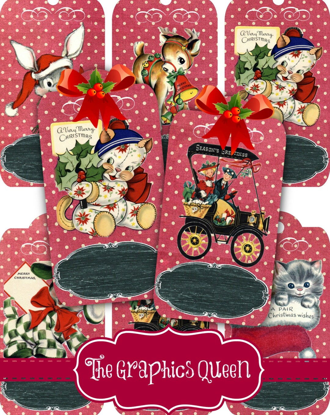 Digital Christmas Gift Tags/labels Favor Tags Christmas Cards Digital