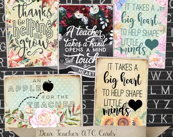 Lieber Lehrer Digital Download Karte, Lesezeichen, Geschenk, ATC Karten, Schmuckhalter, Tags, Decoupage, Journaling