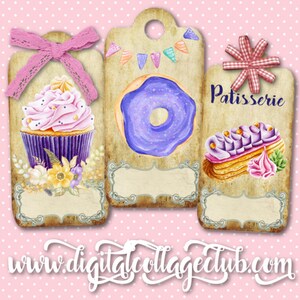 Sweet Baker Cakes and Cupcakes Digital Small Hanging Gift Party Tags Labels Embellishment Collage Sheet Cardmaking Journaling Download