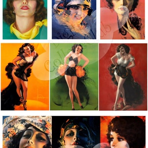 Rolf Armstrong Vintage Ladies Digital Collage Sheet Images for Journaling, Decoupage, Cardmaking, Scrapbooking, Jewelry Making