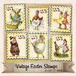 Vintage Easter Stamps Digital Images for Penpal Scrapbooking Scrapbook Decoupage Cardmaking Junk Journal Cards Journalling ATC