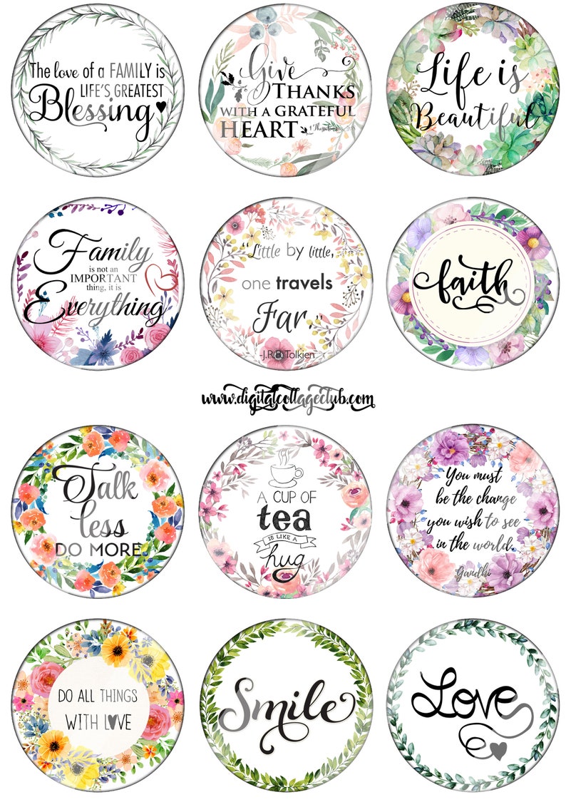 Positive Affirmations Quotes Print Card Stickers Digital Round - Etsy