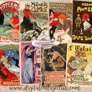 Vintage französische Ephemera Werbung digitale Collage druckbare ATC-Grußkarten, Scrapbooking Decoupage Papierhandwerk Journaling Penpal