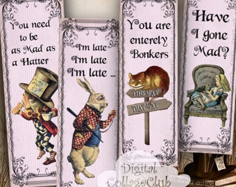 Alice im Wunderland-Digitale Collage Digitale Lesezeichen Party Einladungen Karten Sofortiger Download Scrapbooking Zubehör Journaling Kartenherstellung