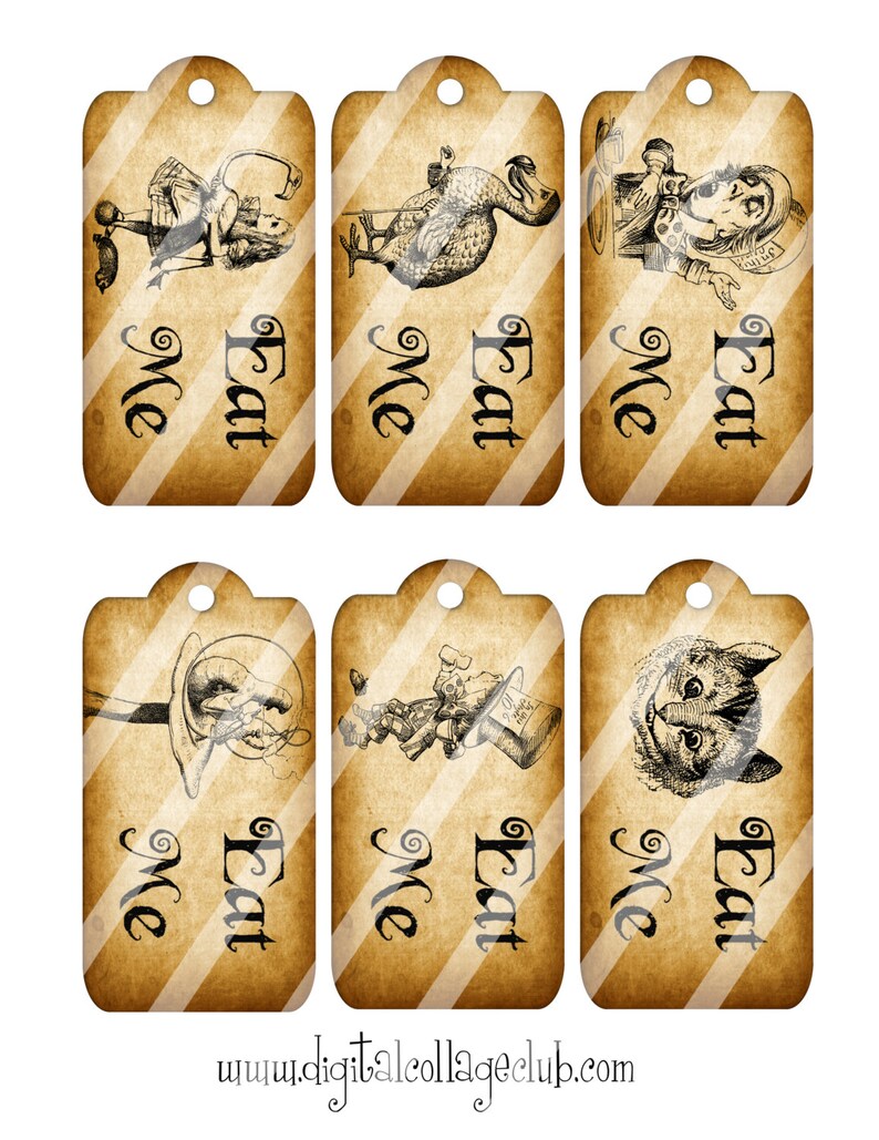 Alice in Wonderland Eat Me Alice Quote Alice Printable Tags Etsy