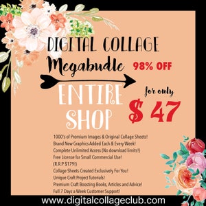 90% zomeruitverkoop! VOLLEDIGE WINKEL Bundel Clip Art Digitale afbeeldingen Scrapbooking Kaarten maken Journaling Penvriend decoupage Mixed media Comm gebruik