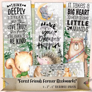 Imagens digitais de Forest Forever Friends para cartões de scrapbooking, etiquetas, marcadores, confecção de cartões, decoupage, convites, registro em diário