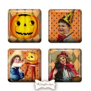 Funky Halloween- 1 inch Square Digital Download 1 inch Digital Collage Sheet Images Printable Images for Tiles Cardmaking Scrapbooking ATC