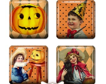 Funky Halloween- 1 inch Square Digital Download 1 inch Digital Collage Sheet Images Printable Images for Tiles Cardmaking Scrapbooking ATC