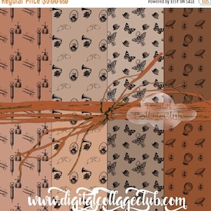 Pacchetto di carta digitale Steampunk, collage di immagini per scrapbooking, decoupage, biglietti di auguri, download immediato, diario, posta ordinaria felice