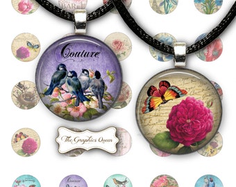 French Shabby Chic Vintage Victorian Flowers 1 Inch x 30 Round Circle Digital Images Card Making Journaling Scrapbooking Scrapbooking PEnpal