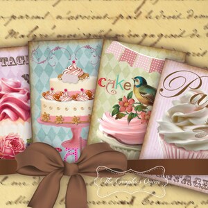 Shabby Chic Cupcake Topper Cards Tags Jewelry Holders Digital Background Digital Collage Sheet Cupcake  Clipart Jewelry Journaling ATC