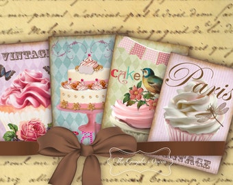 Shabby Chic Cupcake Topper Cards Tags Jewelry Holders Digital Background Digital Collage Sheet Cupcake  Clipart Jewelry Journaling ATC