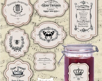 Instant Download Shabby Chic French Digital Labels, Gift Tags, Embellishment Vintage Ephemera Images Decoupage Scrapbooking Junk Journaling
