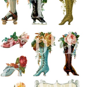 Victorian ClipArt digital collage sheet boot Vintage ephemera images print scrapbook decoupage paper digital download stickers scrapbooking