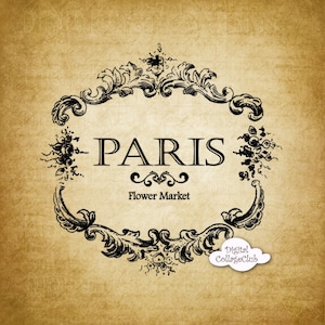 Silhueta de etiqueta francesa vintage de Paris Download digital para toalhas de chá Totes Artesanato em papel Almofadas de transferência de imagem Selo Diário Álbum de recortes