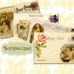 Foglio di collage digitale Vintage vittoriano Ladies Flower Renaissance Cartolina Shabby Chic Immagini digitali Scrapbooking Cardmaking Journaling ATC