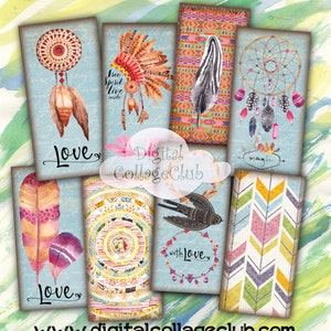 Love Boho 1 x 2 Digital Collagee Sheet Digital Images for Pendant Jewelry Making Rectangle Domino Images Instant Download Journaling Paper