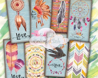 Love Boho 1 x 2 Digital Collagee Sheet Digital Images for Pendant Jewelry Making Rectangle Domino Images Instant Download Journaling Paper