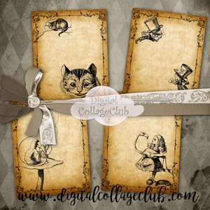 Pacchetto di carta digitale Alice in Wondelang Lettera USA A4 Immagine di sfondo digitale di grandi dimensioni per scrapbooking, diario, carta per decoupage, creazione di cartoline