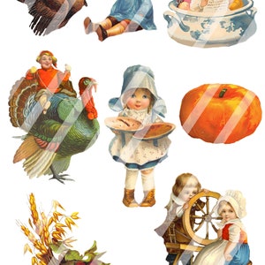 Vintage Thanksgiving Clip Art Clipart Digital Images for Scrapbook ...